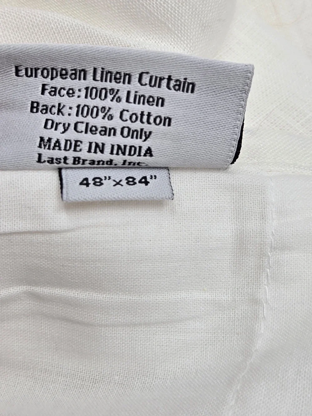 QUINCE Set Of 2 48x84 European Linen Curtains White 0487